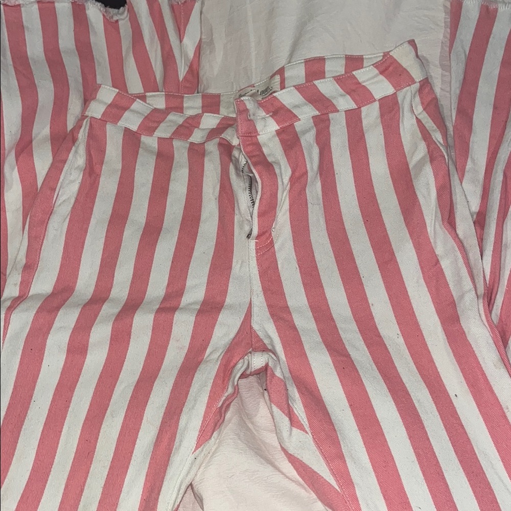Pink and White Striped Pants